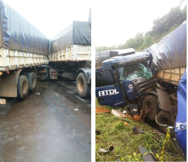 Foto de Grave acidente envolvendo quatro caminhões faz vítima fatal na BR 277