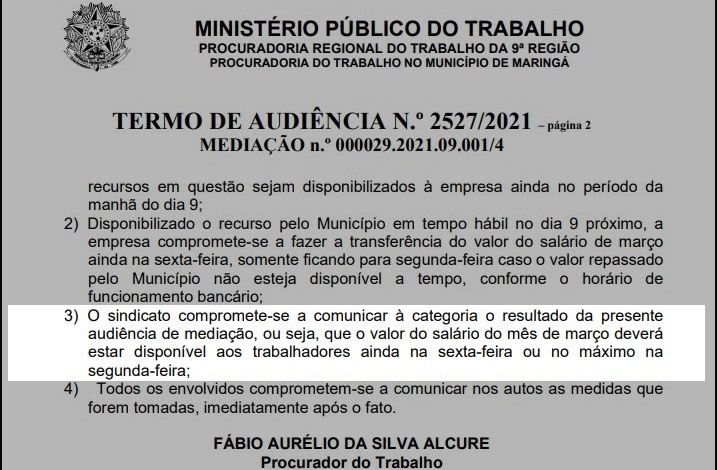 Sindicato assinou termo no MPT mas iniciou greve 1 termo audiencia sindicato tccc Sindicato assinou termo no MPT mas iniciou greve