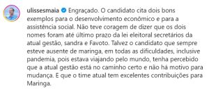 Jacovós se reúne com Silvio e Ricardo Barros, Ulisses Maia rebate 2 ulisses Jacovós se reúne com Silvio e Ricardo Barros, Ulisses Maia rebate