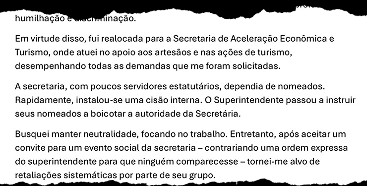 carta assedio ‘Fui vítima de assédio moral dentro do paço municipal’