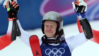 Foto de Lucas Pinheiro voa no slalom gigante e leva ouro histórico para o Brasil nas Olimpíadas de Inverno