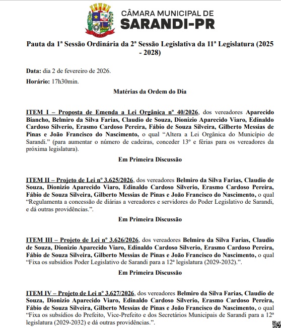 Câmara de Sarandi propõe aumento de vereadores, salários, criação de 13º, férias e retorno de diárias 2 sarandi camara Câmara de Sarandi propõe aumento de vereadores, salários, criação de 13º, férias e retorno de diárias