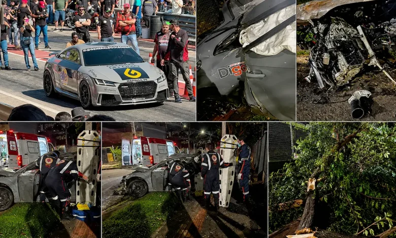 acidente audi Carro de luxo achou uma árvore pela frente